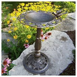 Oakland Living Antique Bronze Rose Birdbath
