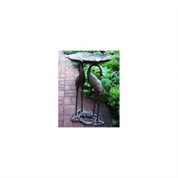 Oakland Living Antique Bronze Two Cranes with Lily Birdbath