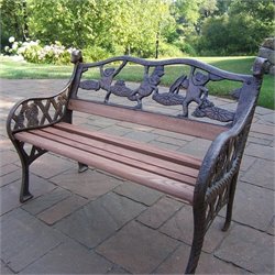 Oakland Living Giraffe Frog Kiddy Bench-Antique Pewter