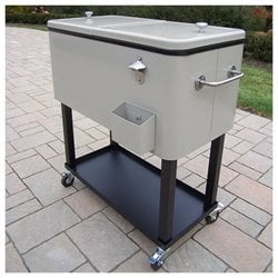 Oakland Living Steel Patio Cooler Cart with Full Tray