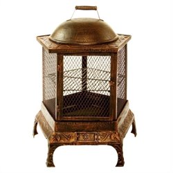 Oakland Living Antique Bronze Pentagon Fireplace with Grill