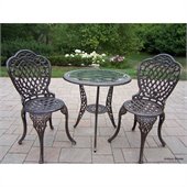 Oakland Living Mississippi 3 piece Glass Top Bistro Set