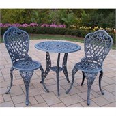 Oakland Living Tea Rose Cast Aluminum 3 Piece Bistro Set in Verdi Grey