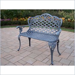 Oakland Living Tea Rose Cast Aluminum Love Seat Bench in Verdi Grey