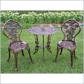 Oakland Living Rose Cast Aluminum 3 Piece Bistro Set in Antique Bronze