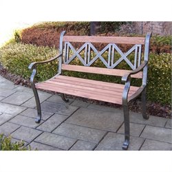 Oakland Living Triple Cross Bench in Antique Bronze Finish