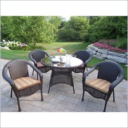 Oakland Living Elite Resin Wicker 5pc Dining Set with Cushions