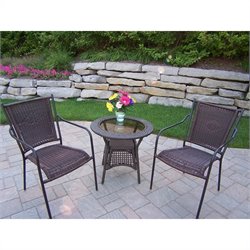 Oakland Living Resin Wicker Straight Back 3 Piece Set in Coffee Finish