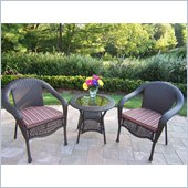 Oakland Living Elite Resin Wicker 3 Piece  Set with Cushions