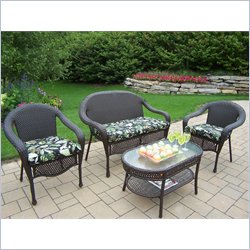 Oakland Living Elite Resin Wicker 4pc Seating Set with Cushions