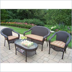 Oakland Living Elite Resin Wicker 4pc Seating Set with Cushions