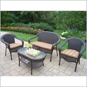 Oakland Living Elite Resin Wicker 4pc Seating Set with Cushions