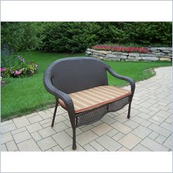 Oakland Living Elite Resin Wicker Loveseat with Cushion in Coffee Finish