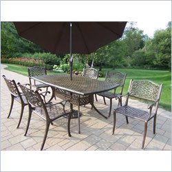Oakland Living Oxford Mississippi 7pc Dining Set and Umbrella Set