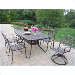 Oakland Living Oxford Mississippi 7pc Dining Set with Swivel Chairs