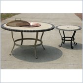 Oakland Living Stone Art 42 Inch Conversation Table and Copper Fire Pit Set