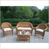 Oakland Living Resin Wicker 4pc Seating Set with Cushions