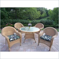Oakland Living Resin Wicker 5pc Dining Set with Cushions