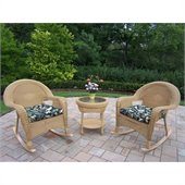 Oakland Living Resin Wicker 3pc Rocker Set with Cushions