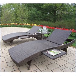 Oakland Living Elite Resin Wicker 3pc Chaise Lounge Set