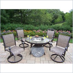 Oakland Living Stone Art 44 Inch Deep Seating 5pc Chat Set with Swivel Chairs and Ice Bucket by Oakland Living