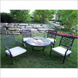Oakland Living Stone Art 44 Inch Deep Seating 5pc Chat Set with Ice Bucket