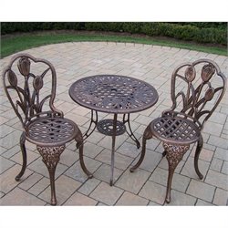 Oakland Living Tulip 3pc Bistro Set in Antique Bronze Finish