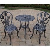 Oakland Living Tulip 3pc Bistro Set in Antique Pewter Finish