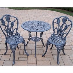 Oakland Living Tulip 3pc Bistro Set in Verdi Grey Finish