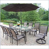 Oakland Living Cascade 9pc Dining Set with 2pc Umbrella Set