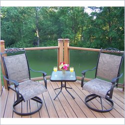 Oakland Living Cascade 3pc Swivel Chat Set in Coffee Finish