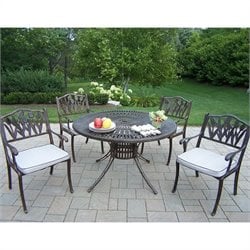 Oakland Living Sunray 48 Inch Tulip 5pc Dining Set with Cushions