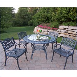 Oakland Living Mississippi 48 Inch Glass Top 5pc Dining Set