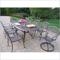 Oakland Living Mississippi 82 x 42 Inch Oval 9pc Dining Set with Swivels