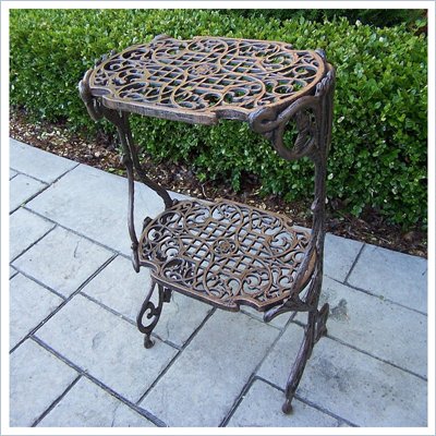 Oakland Living Antique Bronze 2-Level Plant Stand/Table