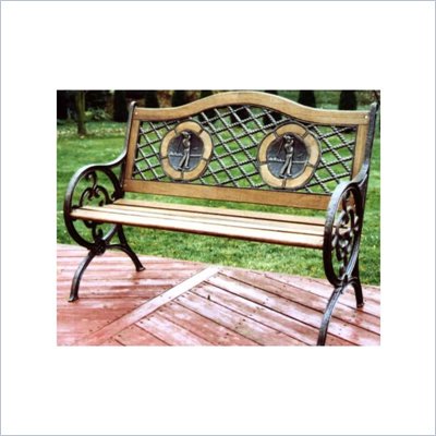 Oakland Living Antique Bronze Twin Golfer Bench with Round Legs