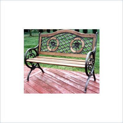 Oakland Living Antique Bronze Twin Rose Bench with Round Legs