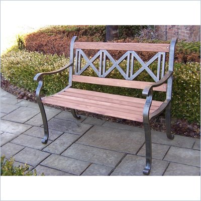 Oakland Living Triple Cross Bench in Antique Bronze Finish