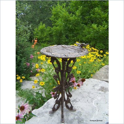 Oakland Living Butterfly Dragonfly Bird Bath in Antique Bronze Finish