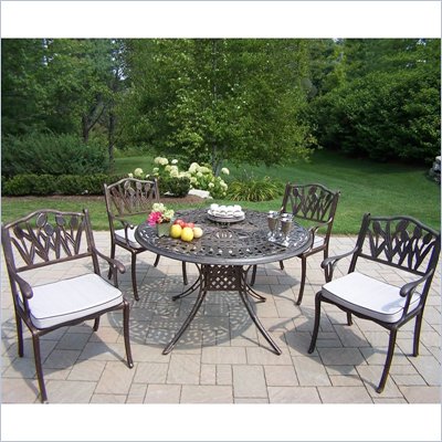 Oakland Living Capitol 48 Inch Tulip 5pc Dining Set with Cushions