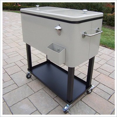 Oakland Living Steel Patio Cooler Cart with Full Tray