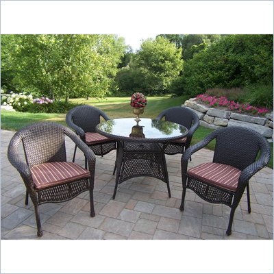 Oakland Living Elite Resin Wicker 5pc Dining Set with Cushions
