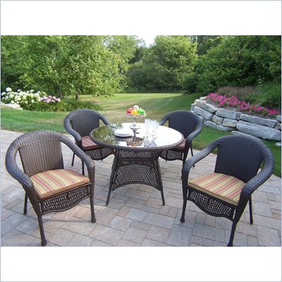 Oakland Living Elite Resin Wicker 5pc Dining Set with Cushions