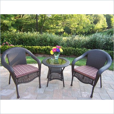 Oakland Living Elite Resin Wicker 3 Piece  Set with Cushions