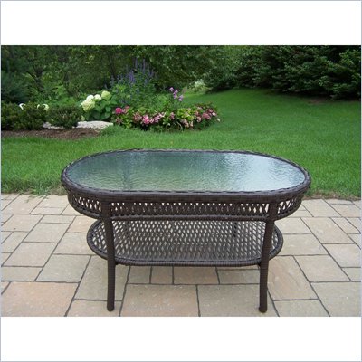 Oakland Living Elite Resin Wicker Coffee Table in Coffee Finish