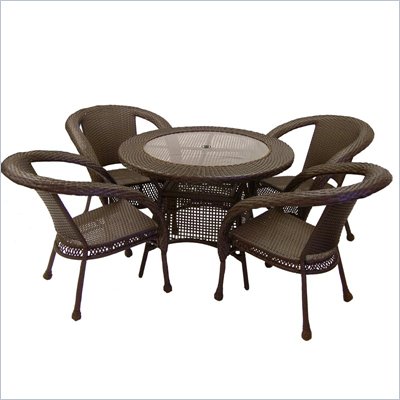 Oakland Living Elite Wicker 5-Piece Dining Set