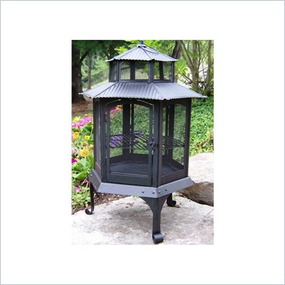 Oakland Living Black Pagoda Wood Burning Metal Firepit