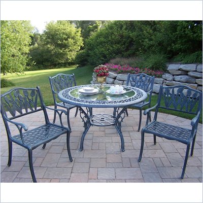 Oakland Living Mississippi 48 Inch Glass Top Tulip 5pc Dining Set