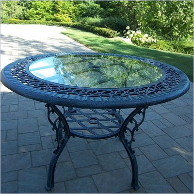 Oakland Living Mississippi 48 Inch Glass Top Dining Table