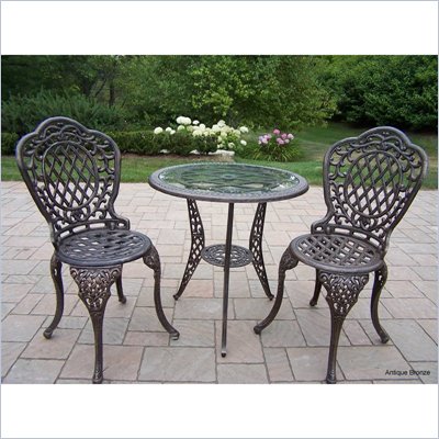 Oakland Living Mississippi 3 piece Glass Top Bistro Set